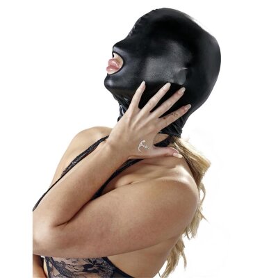 Kopfmaske schwarz Mundfrei Blickdicht Bondage Maske...