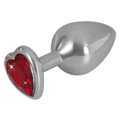 Anal Plug Dildo Analstöpsel Buttplug Herz Diamond Rot Medium Aluminium Silber