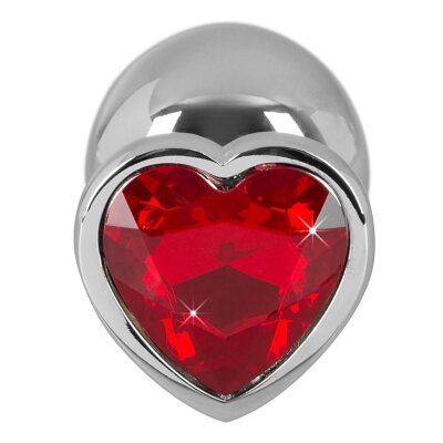 Anal Plug Dildo Analstöpsel Buttplug Herz Diamond Rot Medium Aluminium Silber
