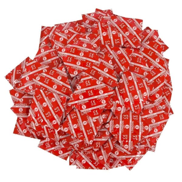 Kondome Condom London Rot 1000 Kondome Erdbeeraroma aromatisiert feucht